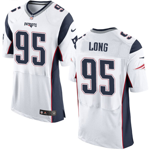 Men's Elite Chris Long Nike Jersey White Road - #95 NFL New England Patriots